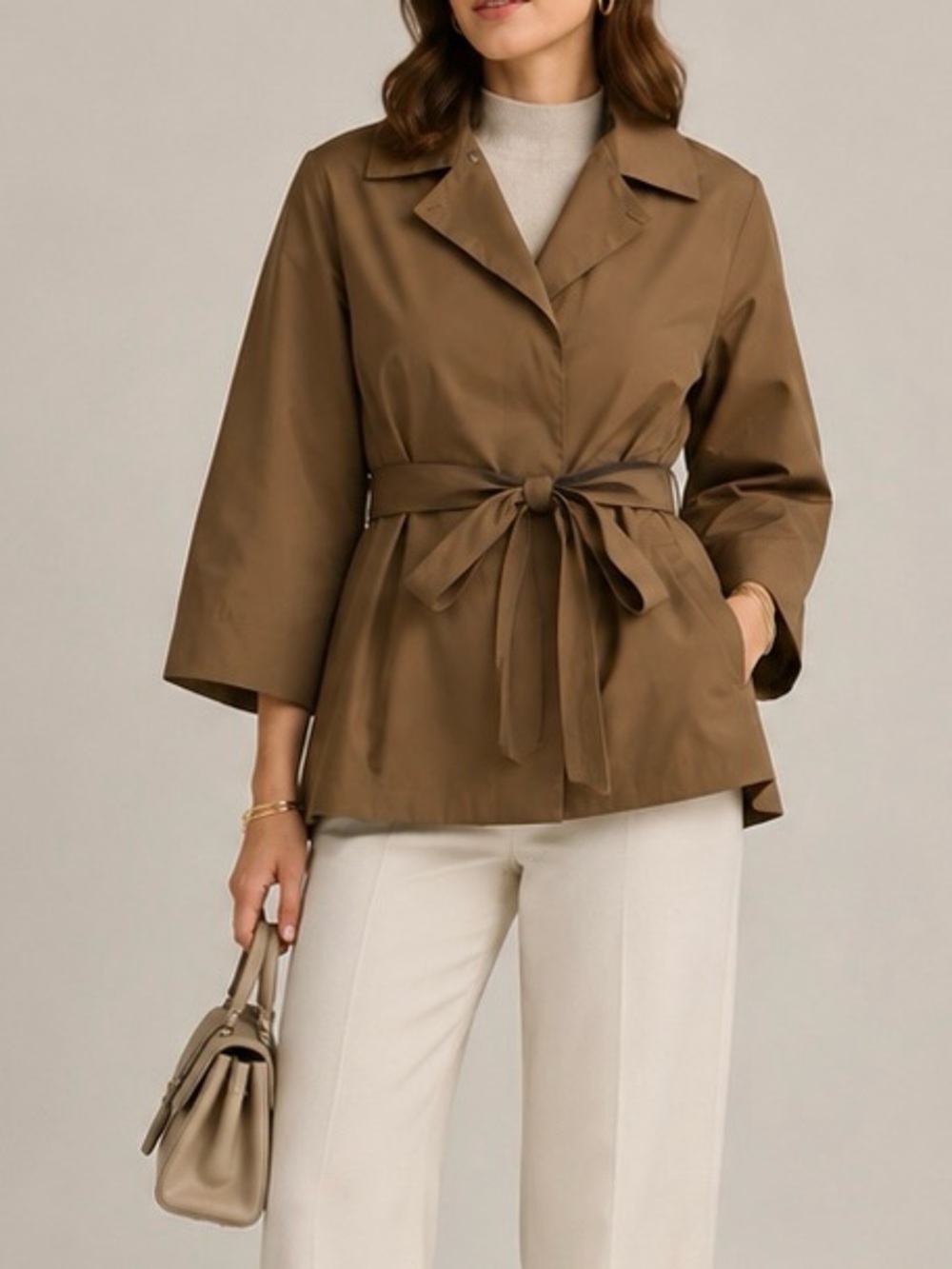 Kate Hill Brown Tie-Waist Trench Jacket